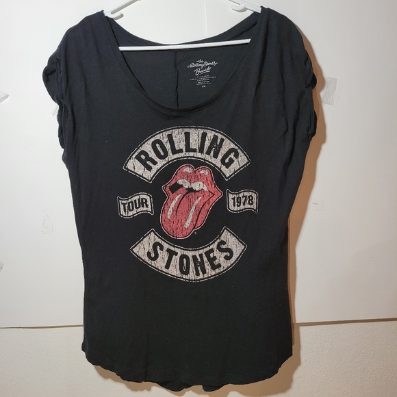 the Rolling Stones Tops - Womens Rolling Stones Bravado Black with Rolling Stone graphic Tshirt Size Large